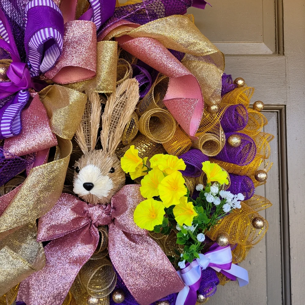 New Handmade Easter Wreath 25 Inches Easter Bunny Wreath